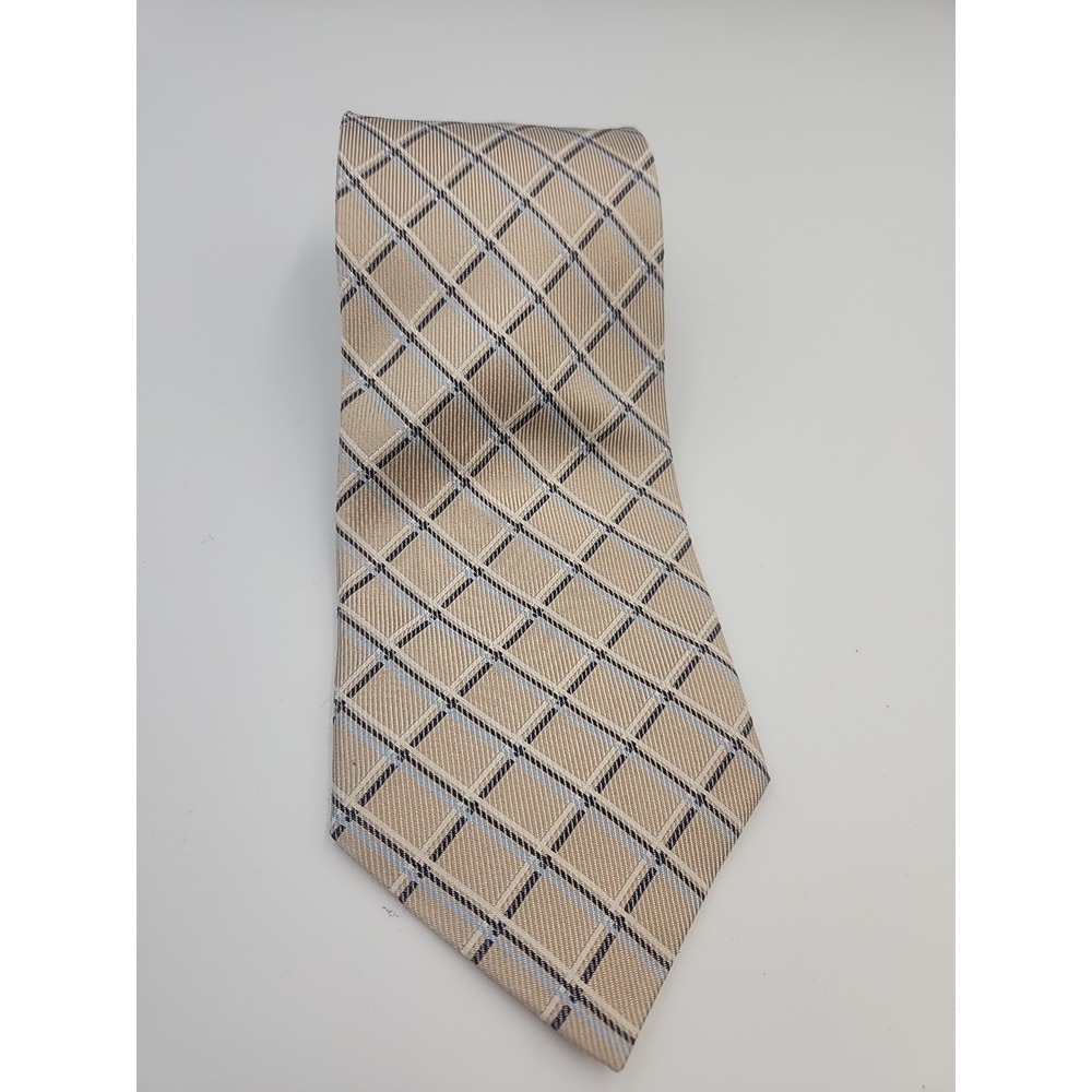 Nautica Tan And Blue Plaid Tie
